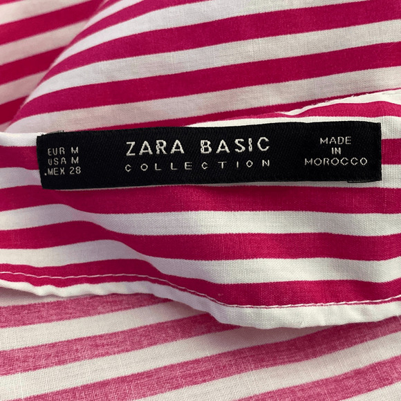 Zara Basic Women's Pink White Striped Knee Length Trumpet A-Line Skirt Medium - Picture 7 of 10